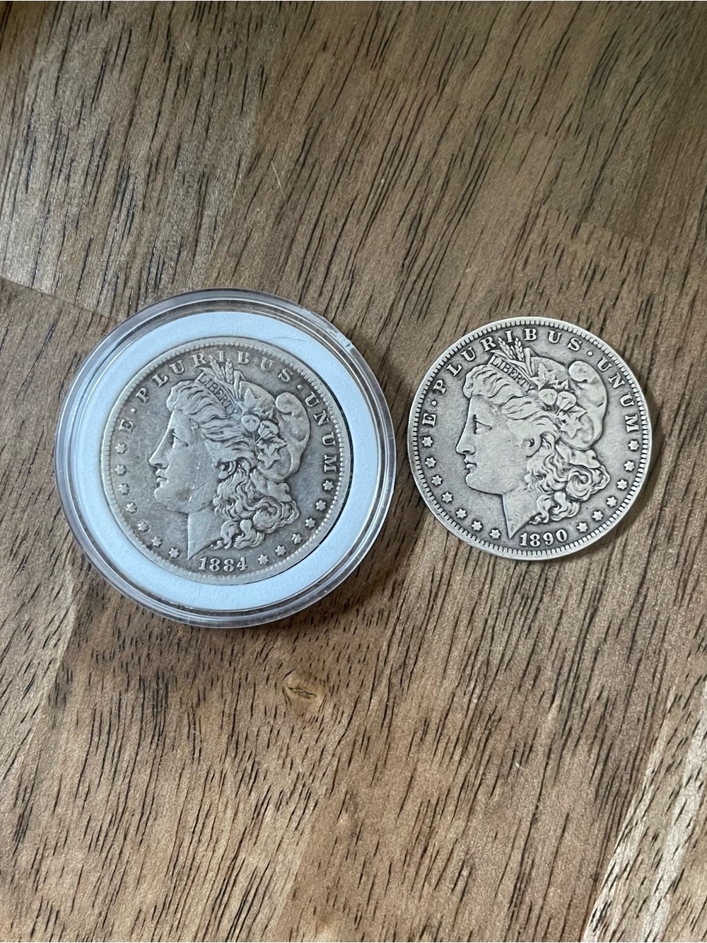 Silver Morgan Dollar Lot of 2 1884 & 1890 New Orleans Mint Silver Dollars